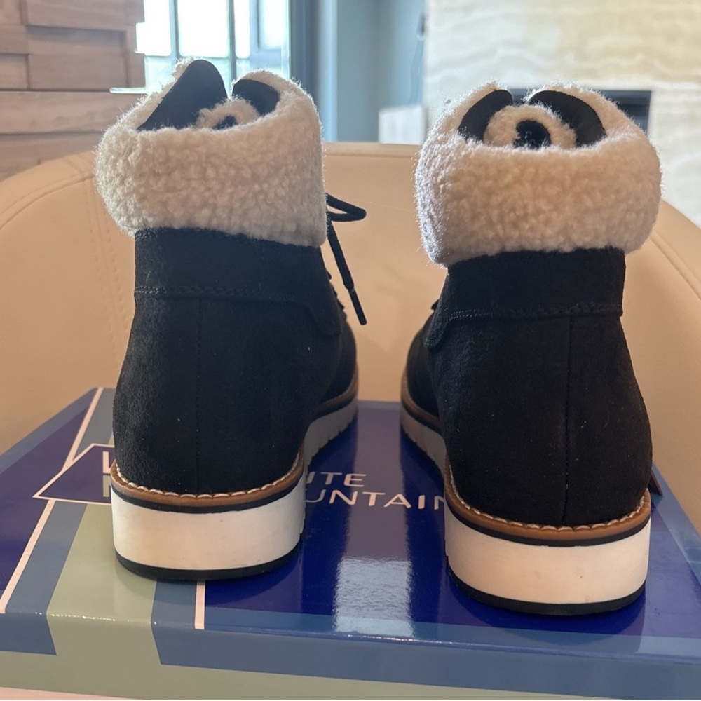White Mountain Black Fabric Boots with Cream Accents - Picture 5 of 5